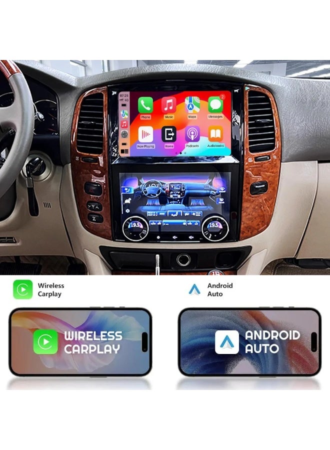 فيريكس شاشة مزدوجة بنظام أندرويد لسيارات تويوتا لاند كروزر LC100 ولكزس LX470 (2003-2007) | نظام ستيريو سيارة أندرويد فاخر مع كاربلاي لاسلكي وأندرويد أوتو | ذاكرة وصول عشوائي 4 جيجابايت، ذاكرة تخزين داخلية 64 جيجابايت | تحكم باللمس في المناخ | فتحات تهوية جانبية بتشطيب خشبي - Image 3